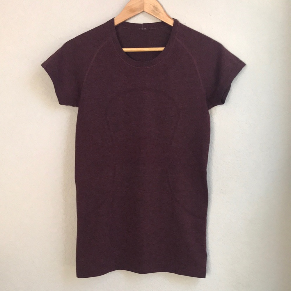 Lululemon Burgundy Swiftly Short Sleeve Top - Picture 3 of 13